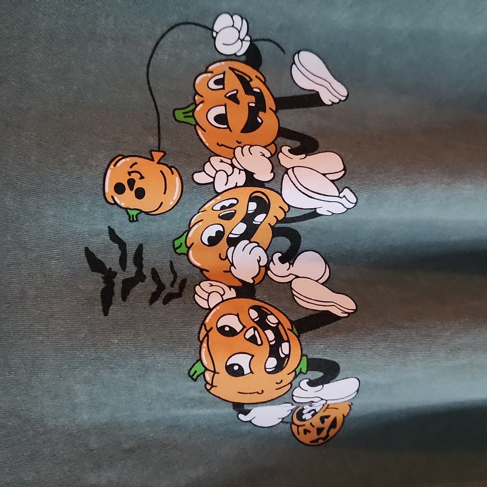 Alex Blom Creates Long Sleeve Crewneck Pumpkin Graphic T Shirt Top - Picture 2 of 4